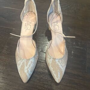 AGL Women's Beige Snakeskin Heels